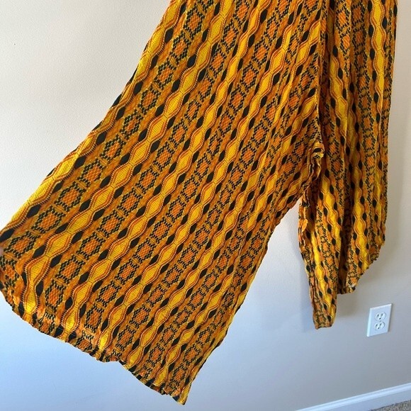 Kahindo Kano Orange Yellow Patterned Cropped Wide Leg Jumpsuit Size Large - Picture 5 of 9